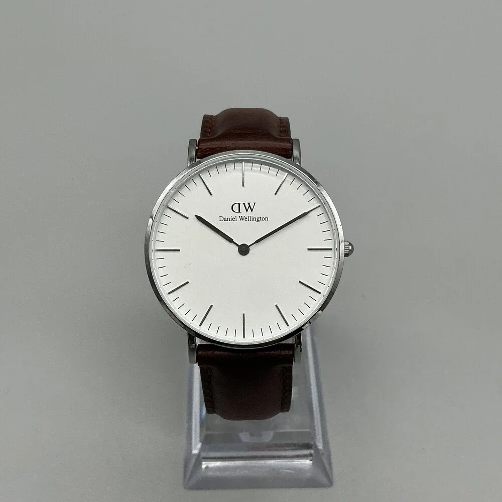 Daniel Wellington Womens Watch 36mm White Dial Brown Leather Classic New Battery